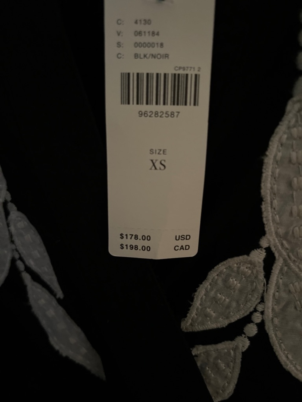 Anthropologie Black Midi Dress with White Leaf Embroidery - Picture 8 of 8